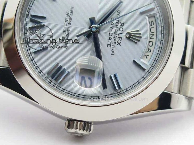 0521 Day-Date 40mm 228206 SS Noob 1:1 Best Edition Quadrant Textured Ice Blue Dial On SS Bracelet A Timeless 3801